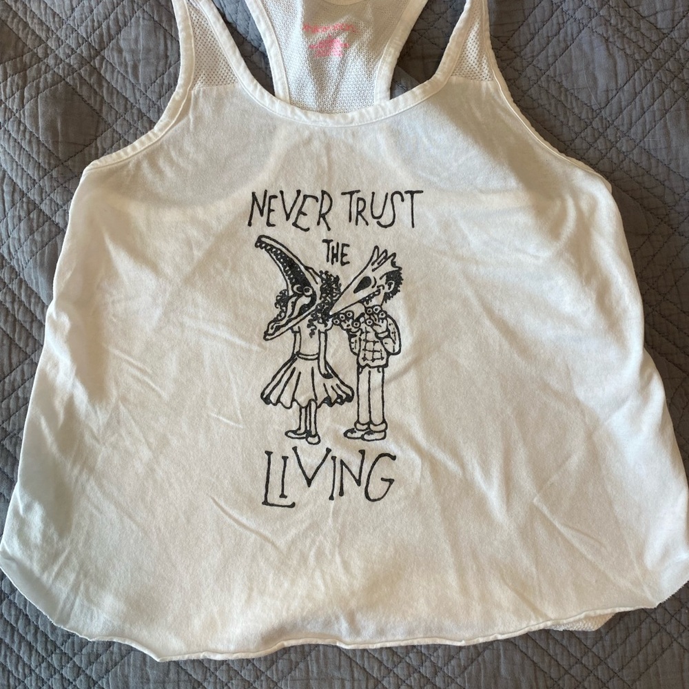 White Beetlejuice Tank Top. Size small.